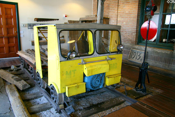 Railroad track work car at Utah State Railroad Museum. Ogden, UT.