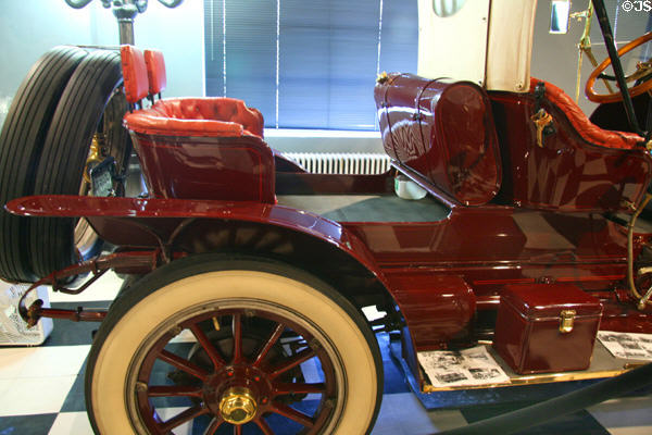 Rear passenger seats of Knox roadster (1911) at Browning-Kimball Car Museum. Ogden, UT.