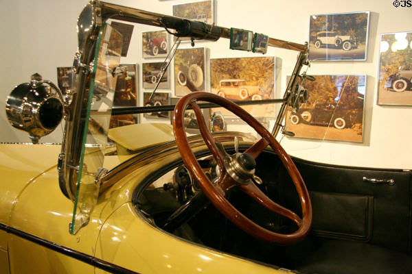 Steering wheel of Lincoln V-8 sports touring car (1926) at Browning-Kimball Car Museum. Ogden, UT.