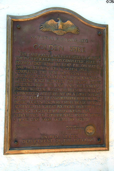 Golden Spike plaque at Promontory Point NHS. UT.