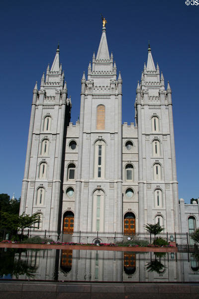 Salt Lake LDS Mormon Temple (1853-93) (64m 210ft). Salt Lake City, UT. Architect: Truman O. Angell.