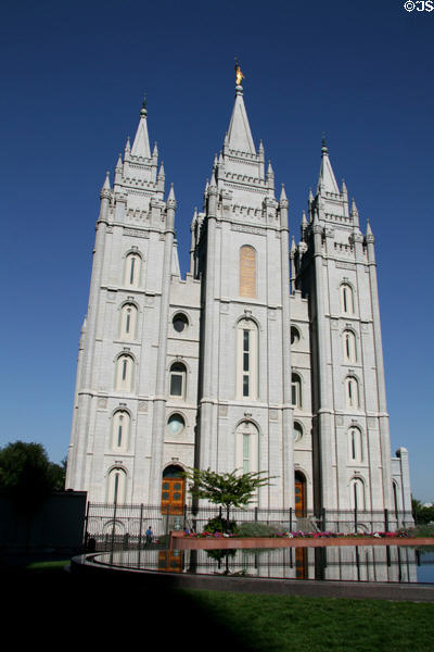 East entrance facade of Mormon Temple. Salt Lake City, UT.