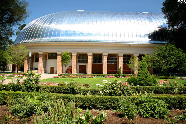 Tabernacle with aluminum-covered roof upon original pegged wooden lattice designed by Ithiel Town. Salt Lake City, UT.
