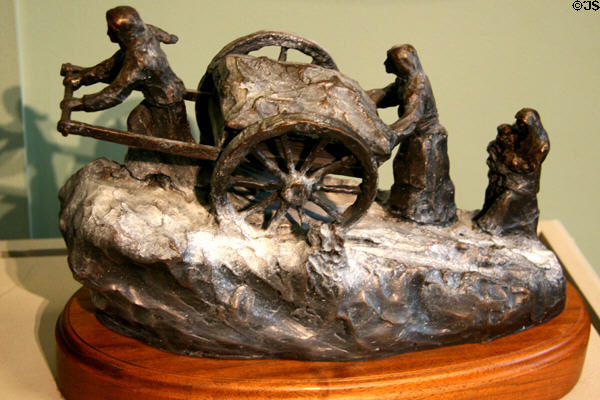 Mormon handcart sculpture called 