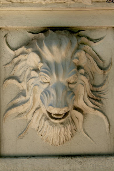 Sculpted lion on pillar of Walker-McCarthey House. Salt Lake City, UT.