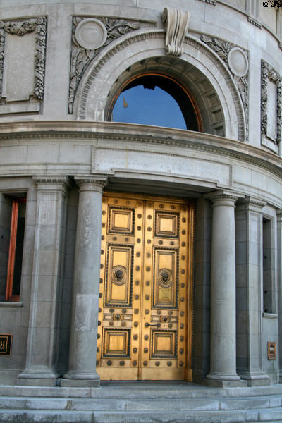 Golden door of Newhouse Building. Salt Lake City, UT.