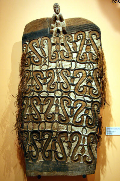 Wooden Jamas shield (20th C) from Papua New Guinea Asmat Region at Utah Museum of Fine Art. Salt Lake City, UT.