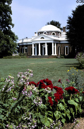 Monticello seen over flowers. VA.