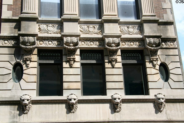 Victorian Building facade with lions at 114 Granby St. Norfolk, VA.