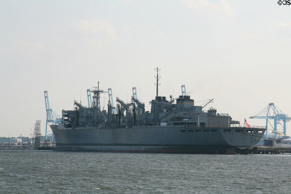 USNS Arctic (T-AOE-8) refueling ship in Norfolk harbor. Norfolk, VA.