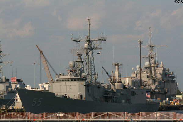 USS Elrod (FFG-55), an Oliver Hazard Perry-class frigate at Naval Station Norfolk. Norfolk, VA.