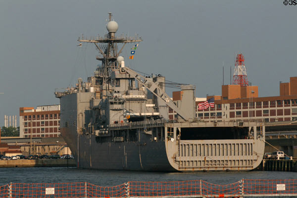 USS Ashland (LSD-48) Whidbey Island-class dock landing ship at Naval Station Norfolk. Norfolk, VA.