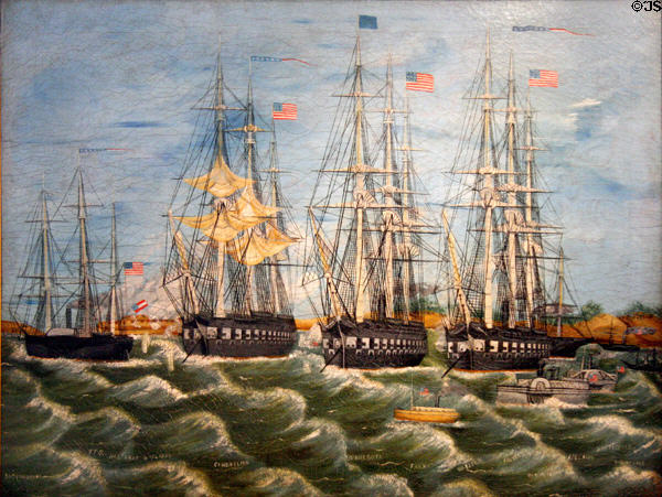 Painting of Bombardment of Forts Hatteras by U.S. Fleet (1861) at Norfolk History Museum. Norfolk, VA.
