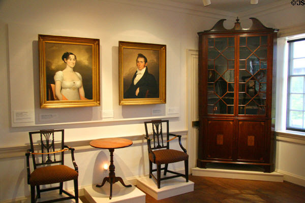 Display of early Virginia furniture & portraits (c1812) by Cephas Thompson at Norfolk History Museum. Norfolk, VA.