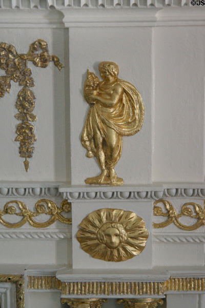 Details of fireplace decoration in drawing room of Moses Myers House museum. Norfolk, VA.