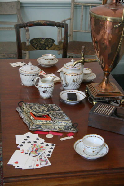 Card games & coffee in music room of Moses Myers House museum. Norfolk, VA.