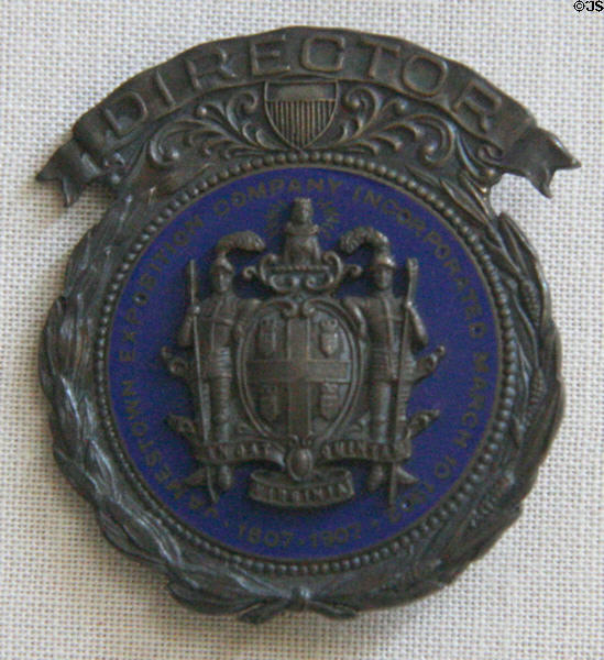 Director's badge from Jamestown Exposition (1907) at Moses Myers House museum. Norfolk, VA.