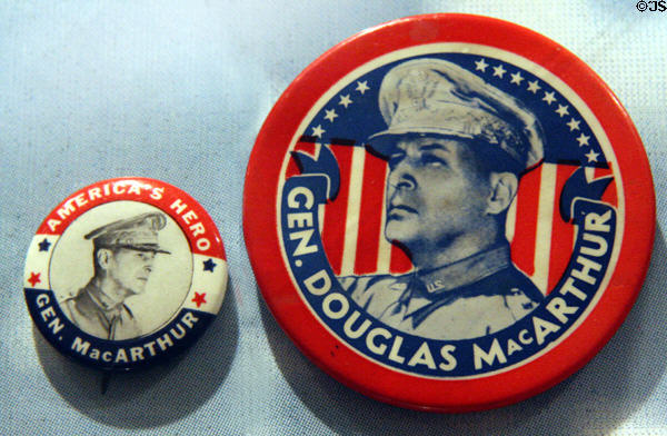 MacArthur for President (1952) buttons at Douglas MacArthur Memorial. Norfolk, VA.