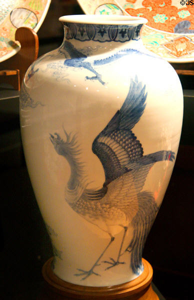 Japanese Imari vase (19thC) with cranes from MacArthur's collection at Douglas MacArthur Memorial. Norfolk, VA.