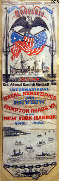 Souvenir ribbon from Great International Naval Review (1893) off New York City & Hampton Roads, VA from Hampton Roads Naval Museum at Nauticus. Norfolk, VA.