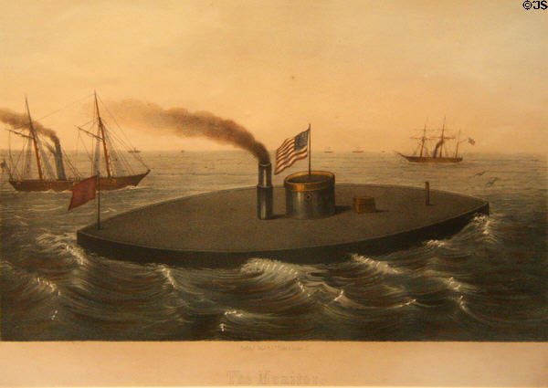Graphic of The Monitor by F. Sala & Co., Berlin at Hampton Roads Naval Museum. Norfolk, VA.