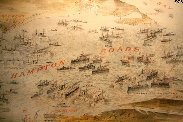 Detail showing participating navies on International Naval Rendezvous, Hampton Roads (April-May, 1893) poster at Hampton Roads Naval Museum. Norfolk, VA.