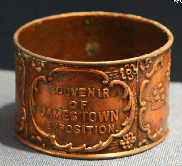 Jamestown Exposition (1907) souvenir napkin ring at Hampton Roads Naval Museum. Norfolk, VA.