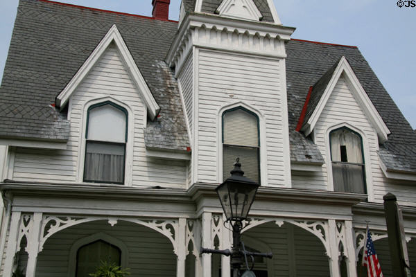 Gothic details of white clapboard house (1880) (370 Middle St.). Portsmouth, VA.