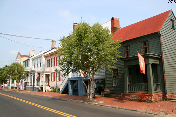 Streetscape of mid-19th C houses (420-412 London St.). Portsmouth, VA.
