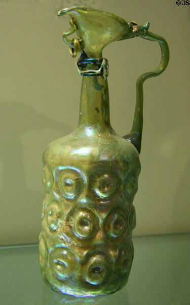 Persian mold-blown glass ewer (12th-13thC) at Chrysler Museum of Art. Norfolk, VA.