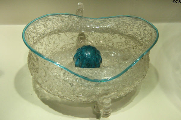 Venetian blown "ice" glass bowl (early 17th C) at Chrysler Museum of Art. Norfolk, VA.