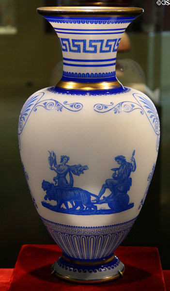 Neo-Grec etched glass vase (c1867) by Baccarat at Chrysler Museum of Art. Norfolk, VA.