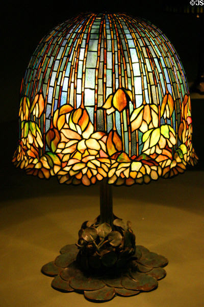 Pond lily electric lamp & stained glass shade (c1905) by Tiffany Studios at Chrysler Museum of Art. Norfolk, VA.