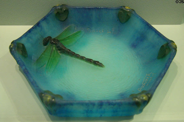 Dragonfly glass ashtray (c1920) by Henri Bergé made by Amalric Walter of Nancy, France at Chrysler Museum of Art. Norfolk, VA.