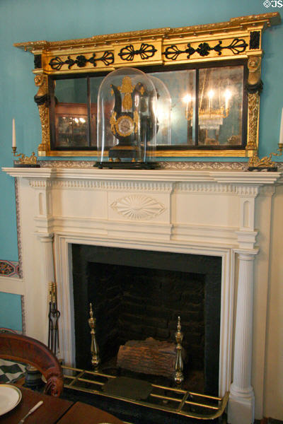 Fireplace in dining room of Ash Lawn-Highland. Charlotttesville, VA.
