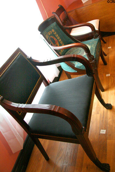 Collection of American & French chairs (early 19thC) owned by Elizabeth & James Monroe at Ash Lawn. Charlotttesville, VA.
