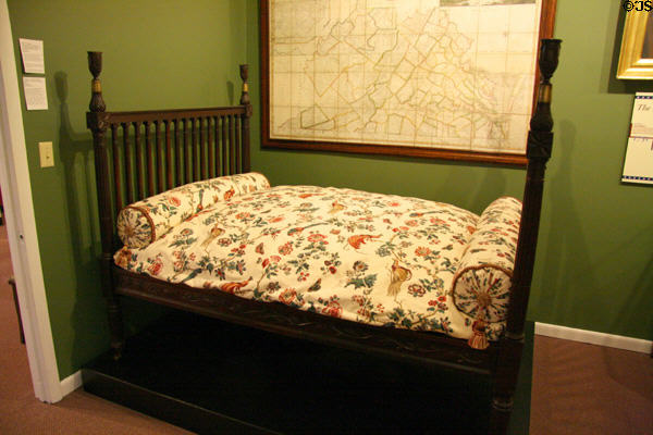 Bed (c1818) probably one used by James Monroe's daughter in White House made by William Worthington at James Madison Museum. Orange, VA.