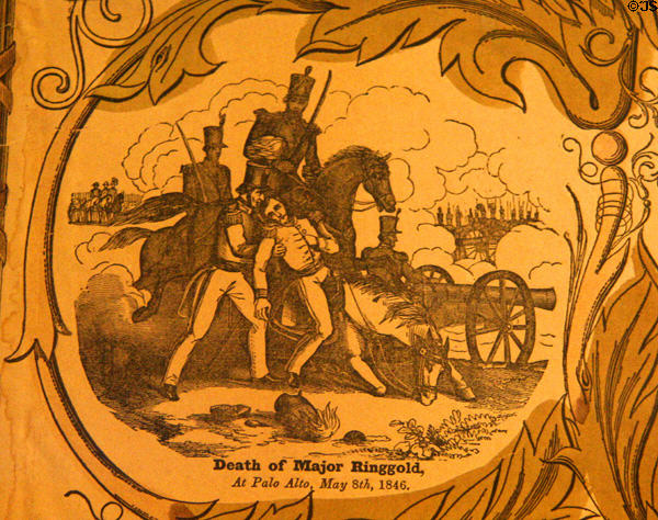 Poster detail of Gen. Zachary Taylor at Death of Major Ringgold at Palo Alto (May 8, 1846). Orange, VA.