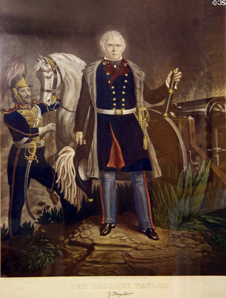 Engraving of Gen. Zachary Taylor by Illman & Sons at James Madison Museum. Orange, VA.