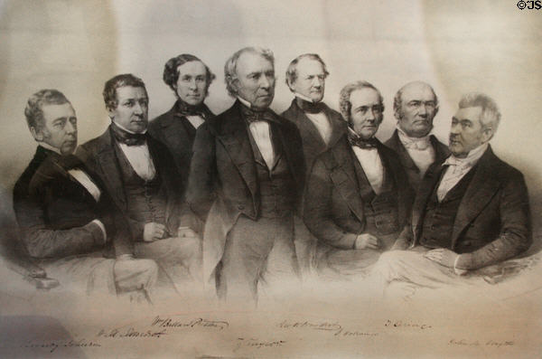 Engraving (c1849) of President Zachary Taylor & his cabinet at James Madison Museum. Orange, VA.