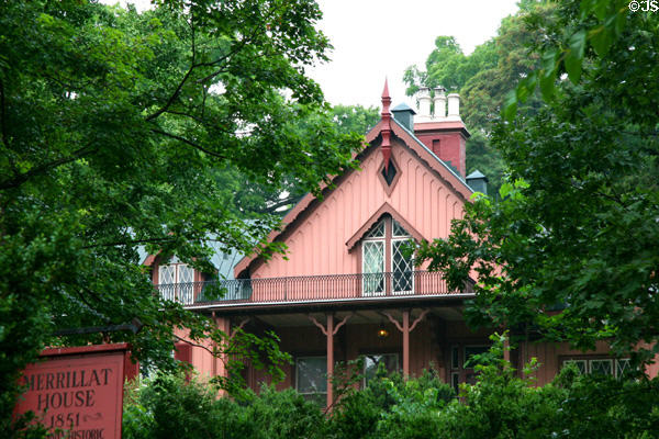 Dr. J.C.M. Merrillat House (1851) (521 E. Beverley St.) in board & baton style. Staunton, VA. Style: Gothic Revival.