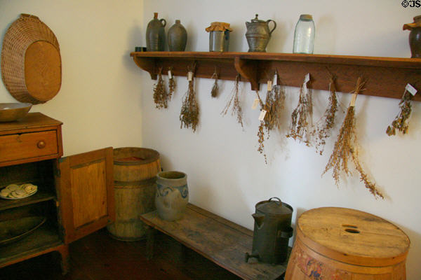 Storage jars, herbs & containers in basement workroom of Woodrow Wilson Birthplace. Staunton, VA.