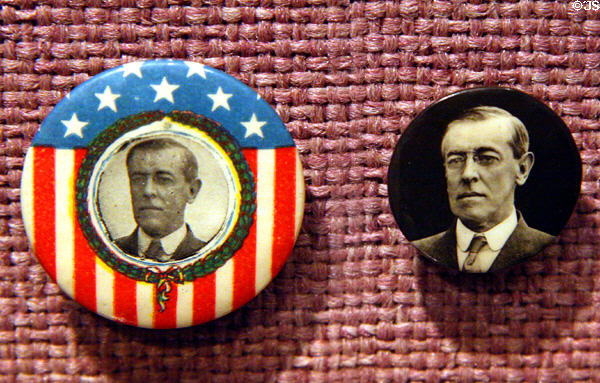 Woodrow Wilson for President buttons (1916) at his Presidential Library. Staunton, VA.