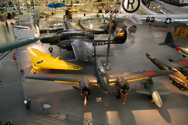 Northrop P-61C Black Widow (1943) (twin tail); Northrop N-1M (1940) (delta wing); & Nakajima J1N1-S Gekko 