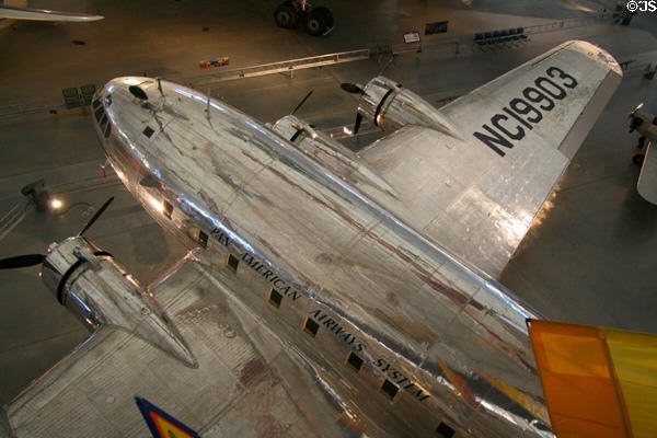 Overhead view of Boeing 307 Stratoliner Clipper Flying Cloud (1940) at National Air & Space Museum. Chantilly, VA.