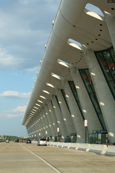 Concrete freeform overhang of Eero Saarinen's Dulles International Airport Terminal. Chantilly, VA.