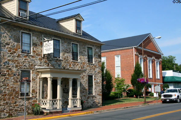 Stone Georgian house (101 W. Market St.) & church. Leesburg, VA.