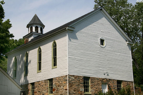 Wooden Gothic John Wesley Methodist Church (1891) on fieldstone foundation. Waterford, VA.
