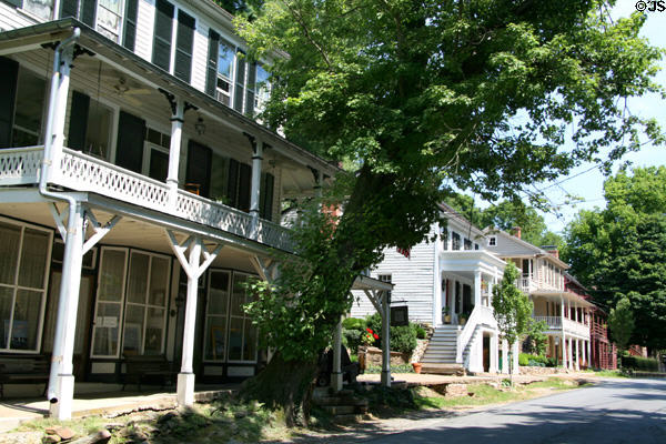 Heritage streetscape of Main St. with Isaac Steer Hough, Jr. House (1886) (left). Waterford, VA.