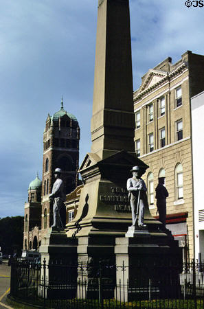 Confederate Civil War Memorial with Masonic Temple in background. Portsmouth, VA.